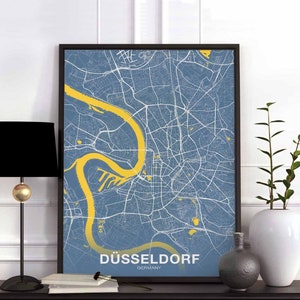 DUSSELDORF allemagne carte affiche couleur ville natale ville impression moderne décor à la maison bureau décoration mur art dortoir chambre cadeau