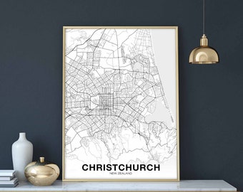 CHRISTCHURCH New Zealand map poster Hometown City Print Modern Home Decor Office Decoration Wall Art Dorm Bedroom Gift