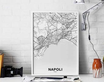 NAPOLI Italy map poster Hometown City Print Modern Home Decor Office Decoration Wall Art Dorm Bedroom Gift