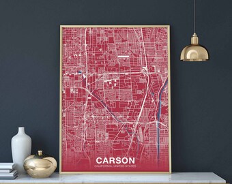 CARSON California CA USA poster color Hometown City Print Modern Home Decor Office Decoration Wall Art Dorm Bedroom Gift