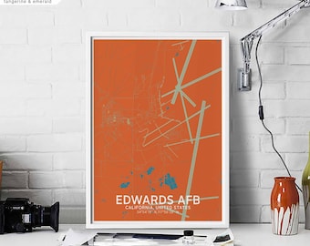 EDWARDS AFB California USA map poster black white Hometown City Print Modern Home Decor Office Decoration Wall Art Dorm Bedroom Gift