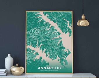 ANNAPOLIS Maryland MD US map poster color Hometown City Print Modern Home Decor Office Decoration Wall Art Dorm Bedroom Gift