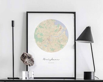 BRISBANE Australia map poster wall decor design modern minimal nordic travel bedroom home art vintage retro dorm nursery housewarming