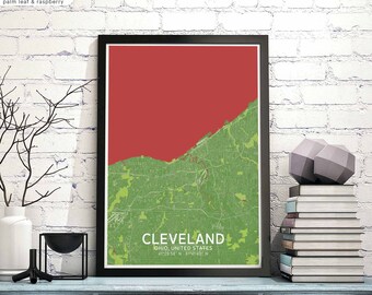 CLEVELAND Ohio USA map poster black white Hometown City Print Modern Home Decor Office Decoration Wall Art Dorm Bedroom Gift