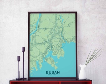 BUSAN South Korea map poster color Hometown City Print Modern Home Decor Office Decoration Wall Art Dorm Bedroom Gift