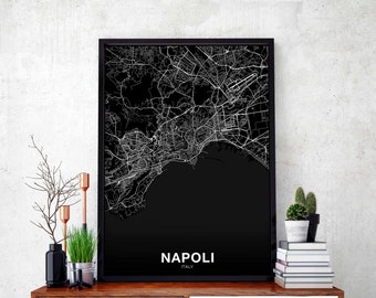 NAPOLI Italy map poster black white Hometown City Print Modern Home Decor Office Decoration Wall Art Dorm Bedroom Gift
