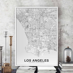 ロサンゼルス カリフォルニア CA アメリカ地図 ポスター 黒 白 故郷 都市 プリント モダン ホーム デコレーション オフィス デコレーション ウォール アート 寮 寝室 ギフト