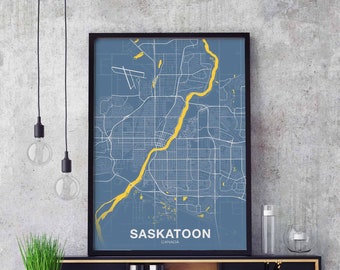 SASKATOON Canada poster color Hometown City Print Modern Home Decor Office Decoration Wall Art Dorm Bedroom Gift