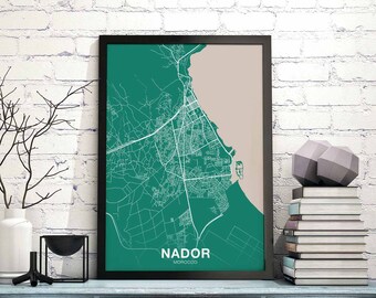 NADOR Morocco 12 colors map poster colors Hometown City Print Modern Home Decor Office Decoration Wall Art Dorm Bedroom Gift
