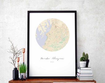 PORTO ALEGRE Brazil map poster wall decor design modern minimal nordic travel bedroom home art vintage retro dorm nursery housewarming