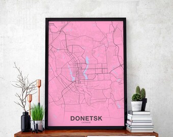 DONETSK Ukraine poster color Hometown City Print Modern Home Decor Office Decoration Wall Art Dorm Bedroom Gift