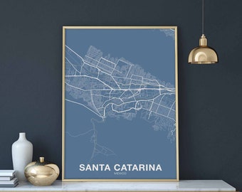 SANTA CATARINA Mexico map poster color Hometown City Print Modern Home Decor Office Decoration Wall Art Dorm Bedroom Gift art