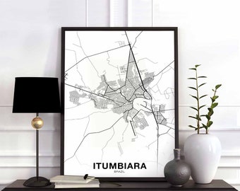 ITUMBIARA Brazil map poster Hometown City Print Modern Home Decor Office Decoration Wall Art Dorm Bedroom Gift