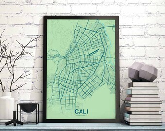 CALI Colombia map poster color Hometown City Print Modern Home Decor Office Decoration Wall Art Dorm Bedroom Gift