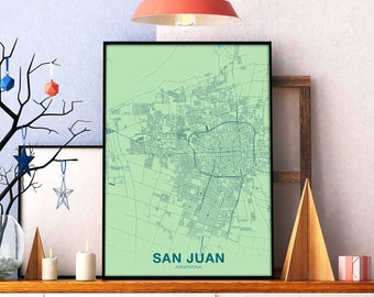 SAN JUAN Argentina map poster color Hometown City Print Modern Home Decor Office Decoration Wall Art Dorm Bedroom Gift art