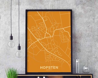 HOPSTEN Germany map poster color Hometown City Print Modern Home Decor Office Decoration Wall Art Dorm Bedroom Gift