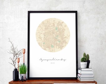 AGUASCALIENTES Mexico map poster wall decor design modern minimal nordic travel bedroom home art vintage retro dorm nursery housewarming