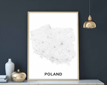 POLAND map poster black white Hometown City Print Modern Home Decor Office Decoration Wall Art Dorm Bedroom Gift