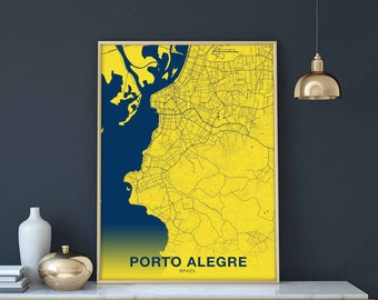 PORTO ALEGRE Brazil poster color Hometown City Print Modern Home Decor Office Decoration Wall Art Dorm Bedroom Gift