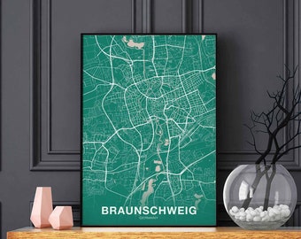 BRAUNSCHWEIG Germany poster color Hometown City Print Modern Home Decor Office Decoration Wall Art Dorm Bedroom Gift