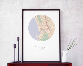 VIAREGGIO Italy map poster wall decor design modern minimal nordic travel bedroom home art vintage retro dorm nursery housewarming