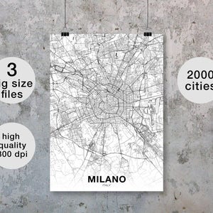 MILANO Italy map poster Hometown City Print Modern Home Decor Office Decoration Wall Art Dorm Bedroom Gift