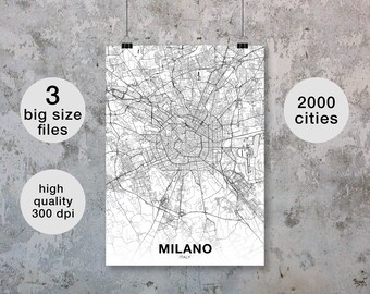 MILANO Italy map poster Hometown City Print Modern Home Decor Office Decoration Wall Art Dorm Bedroom Gift