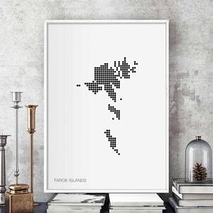 FÄRÖER INSELN Landkarte Karte Wandbild Karte Wandbild Karte retro skandinavisch schwarz weiss Karte