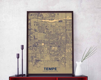 TEMPE Arizona AZ USA poster color Hometown City Print Modern Home Decor Office Decoration Wall Art Dorm Bedroom Gift