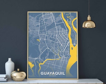 GUAYAQUIL Ecuador poster color Hometown City Print Modern Home Decor Office Decoration Wall Art Dorm Bedroom Gift