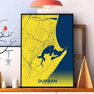 Póster de DURBAN, Sudáfrica, ciudad natal, impresión en color, decoración moderna para el hogar, decoración de la oficina, arte de pared, dormitorio, regalo