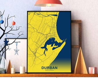 DURBAN South Africa poster color Hometown City Print Modern Home Decor Office Decoration Wall Art Dorm Bedroom Gift
