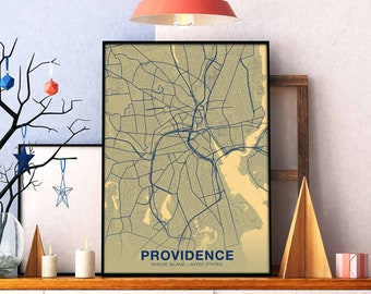PROVIDENCE Rhode Island RI USA poster color Hometown City Print Modern Home Decor Office Decoration Wall Art Dorm Bedroom Gift