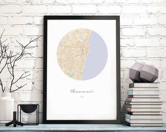 CHENNAI India map poster wall decor design modern minimal nordic travel bedroom home art vintage retro dorm nursery housewarming