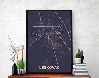 LESKOVAC Serbia poster color Hometown City Print Modern Home Decor Office Decoration Wall Art Dorm Bedroom Gift