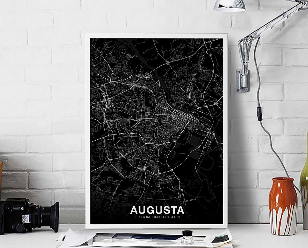 AUGUSTA Georgia GA USA Map Poster Black White Hometown City Print ...