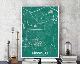 MISSOURI Texas TX USA poster color Hometown City Print Modern Home Decor Office Decoration Wall Art Dorm Bedroom Gift