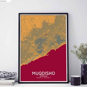MUQDISHU MOGADISHU Somalia map poster black white Hometown City Print Modern Home Decor Office Decoration Wall Art Dorm Bedroom Gift