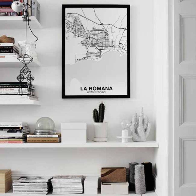 LA ROMANA Dominican Republic map poster black white Hometown City Print Modern Home Decor Office Decoration Wall Art Dorm Bedroom Gift