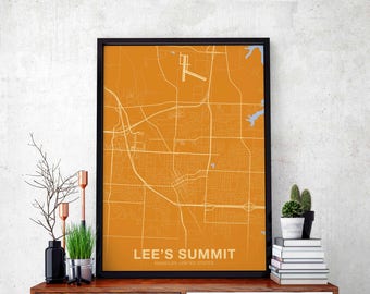 LEE'S SUMMIT Missouri MO usa map poster color Hometown City Print Modern Home Decor Office Decoration Wall Art Dorm Bedroom Gift