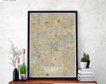 GILBERT Arizona usa map poster black white Hometown City Print Modern Home Decor Office Decoration Wall Art Dorm Bedroom Gift