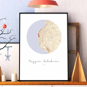 REGGIO CALABRIA Italy map poster wall decor design modern minimal nordic travel bedroom home art vintage retro dorm nursery housewarming