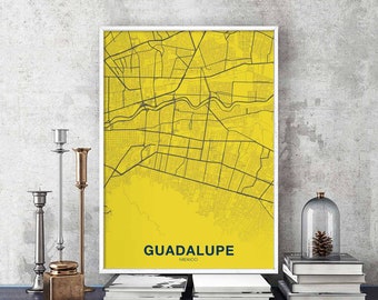 GUADALUPE Mexico map poster color Hometown City Print Modern Home Decor Office Decoration Wall Art Dorm Bedroom Gift
