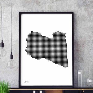 LIBYEN Landkarte minimalistisch schwarz weiß Landkarte Wand Dekor Design modern schweizer skandinavisch nordisch Einweihungsparty