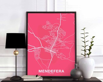 MENDEFERA Eritrea map poster color Hometown City Print Modern Home Decor Office Decoration Wall Art Dorm Bedroom Gift
