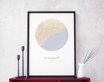 LIMASSOL Cyprus map poster wall decor design modern minimal nordic travel bedroom home art vintage retro dorm nursery housewarming