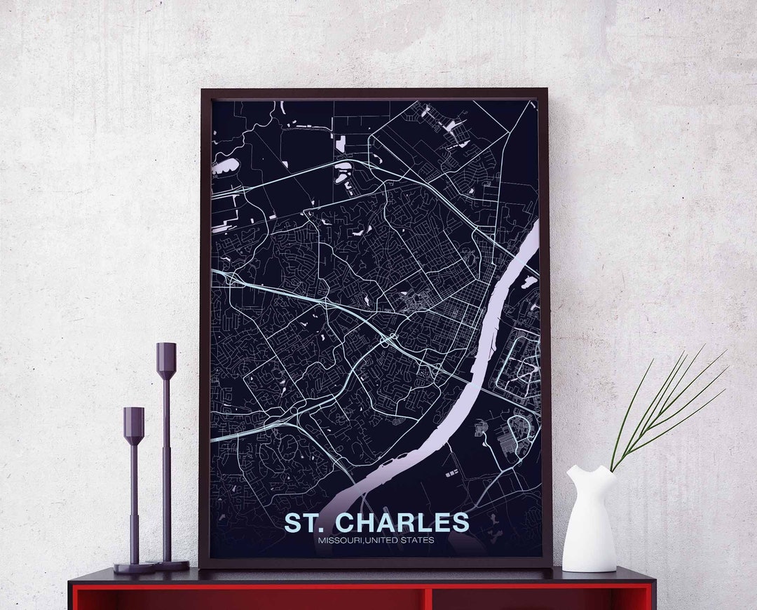 ST CHARLES Missouri MO Usa Map Poster Color Hometown City Print Modern ...