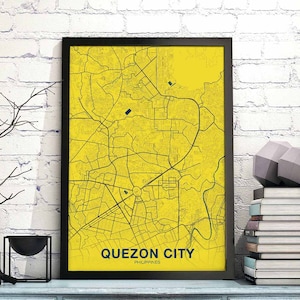 Póster con mapa de la ciudad de QUEZON, Filipinas, impresión a color de la ciudad natal, decoración moderna para el hogar, decoración de la oficina, arte de pared, dormitorio, regalo