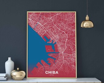 CHIBA Japan map poster color Hometown City Print Modern Home Decor Office Decoration Wall Art Dorm Bedroom Gift