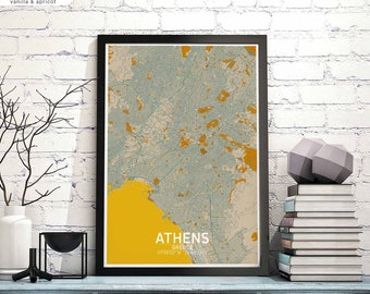 ATHENS Greece map poster black white Hometown City Print Modern Home Decor Office Decoration Wall Art Dorm Bedroom Gift